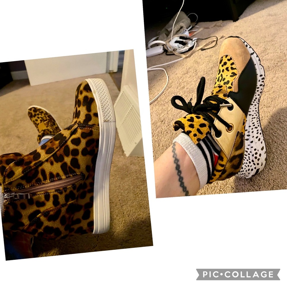 Womens Steve Madden sneakers and heeled booties come together. Price is for both